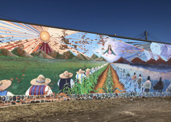 “Cornfield” was painted by Vito Valdez in 1998 in the Hubbard Richard Community.