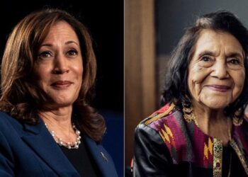 Vice President Kamala Harris and labor activist Dolores Huerta. Photos: Jim Vondruska/Getty Images, Stephen Lam/San Francisco Chronicle via Getty Images
