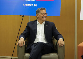 HHS Secretary Becerras enjoys a lighter moment during his fireside chat hosted by CHASS Center