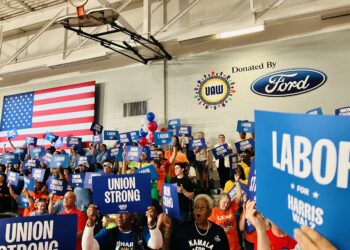 On Labor Day in Detroit, Michigan Union Workers and Local Leaders Rally with VP Harris