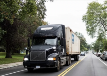 black truck facing forward