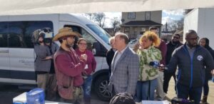 On Tuesday, Mayor Duggan visited with volunteers at the Community Outreach PopUp Center on his visit to the area affected by the water main break