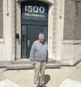 Vic in front of former Casa Maria center at the corner of Labrosse and Trumbull. This picture was taken April 30th this year by the author.