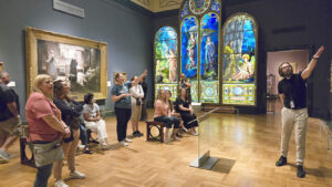Tyler Taylor, Associate Educator at Detroit Institute of Arts with local educators from Wayne County (Rembrandt Peale Artist, ‘The Court of Death’)