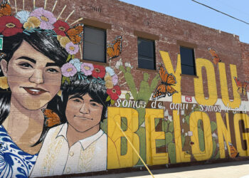 A mural outside of an immigration resource center in El Paso, Texas.