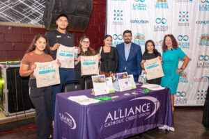 Alliance Catholic Credit Union Team (Juana Saavedra, Johana Lozano, Vanessa Franco, Rodolfo Pantoja, Jose M Rodriguez) with Bridget Espinosa