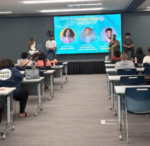 Youth participants engage with distinguished panelists during an informative discussion at Youth Civic Night. Photos provided by Shamere Duncan.