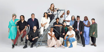 2025 Kresge Fellows from left-right: Elise Marie Martin, Taurus Burns, Louis Aguilar, Maya Davis, Kimberly LaVonne, Slumdog Visionaire, Marwa Helal, Donald Calloway, Brittany Rogers, Beenish Ahmed, Ivan Montoya, April Anue Shipp, Allana Clarke, Malak Cherri, Anetria Cole. Photo credit: JennyRisher