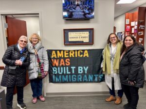 SNL advocates stand outside the office of State Sen. Mary Cavanagh, from left, Karen Seefelt, Linda Tomala, Jessica Beamer and Estela Gonzales