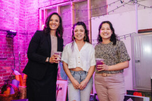 From left, Mayor Mary Sheffield, event host Denisse Lopez of Vamonos and Councilmember Gabriela Santiago-Romero.