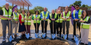 L to R: Adam Tonge: ACCU Vice President of Retail Services, Joe Valentic: ACCU Board Chair, Veronica North: ACCU Board of Directors, Gabriela Santiago-Romero: District 6 Councilmember, Sylvia Lozoya: ACCU Vice President of Human Resources and Community Relations, Daniel Davidson: ACCU EVP / Chief Operations Officer, Msgr., Chuck Kosanke: Basilica of Ste. Anne de Detroit and Most Holy Trinity Parish, Fr. John Robinson: SOLT Family of Parishes, Rob Grech: ACCU President CEO, Rodolfo Pantoja: ACCU Branch Manager, Juana Saavedra: ACCU Business Development Manager